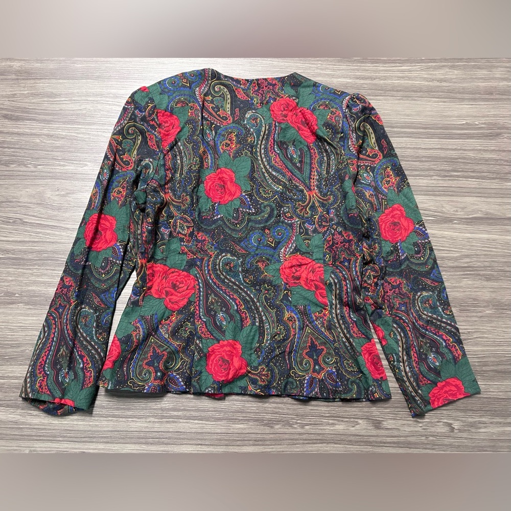 Vintage Worthington Essentials 2 PC Suit Paisely Print with Roses Size 6P - Picture 7 of 12